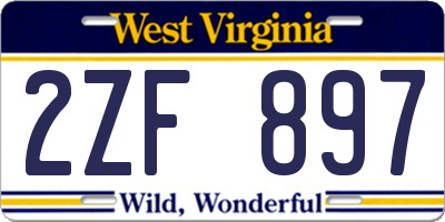WV license plate 2ZF897