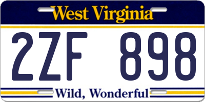 WV license plate 2ZF898