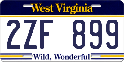 WV license plate 2ZF899