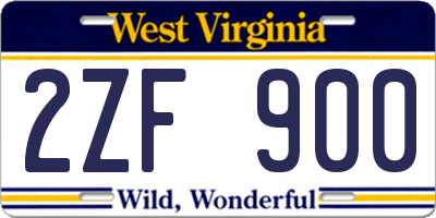 WV license plate 2ZF900