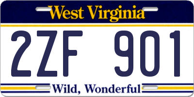 WV license plate 2ZF901