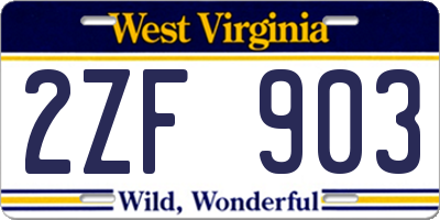 WV license plate 2ZF903