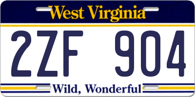 WV license plate 2ZF904