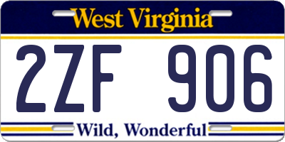 WV license plate 2ZF906