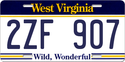 WV license plate 2ZF907