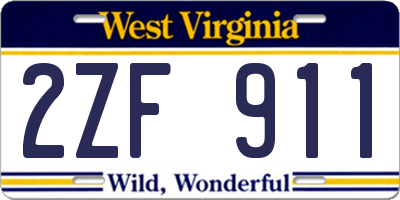 WV license plate 2ZF911
