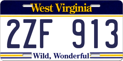 WV license plate 2ZF913
