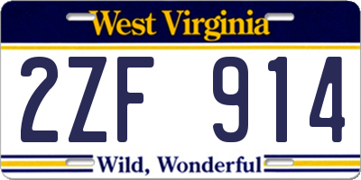 WV license plate 2ZF914