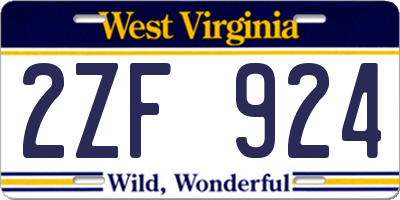 WV license plate 2ZF924