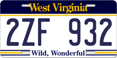 WV license plate 2ZF932
