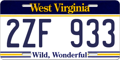 WV license plate 2ZF933