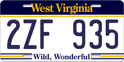 WV license plate 2ZF935