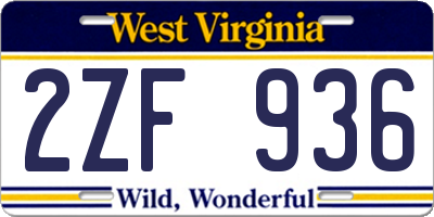 WV license plate 2ZF936