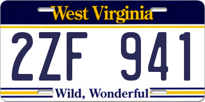 WV license plate 2ZF941