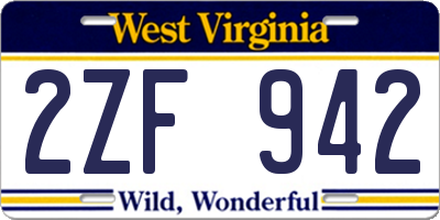 WV license plate 2ZF942