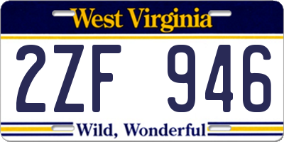 WV license plate 2ZF946
