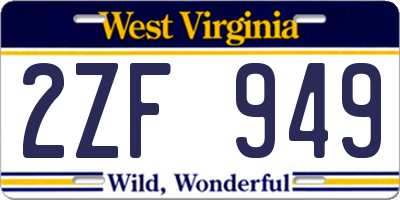 WV license plate 2ZF949