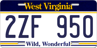 WV license plate 2ZF950