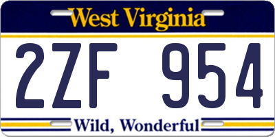 WV license plate 2ZF954