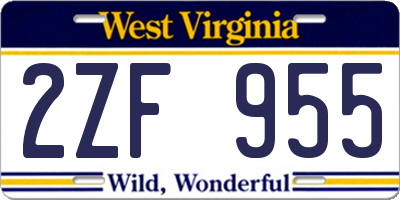 WV license plate 2ZF955
