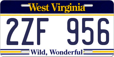 WV license plate 2ZF956
