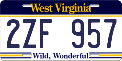 WV license plate 2ZF957