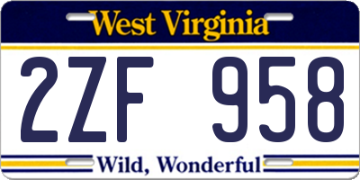 WV license plate 2ZF958