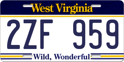 WV license plate 2ZF959