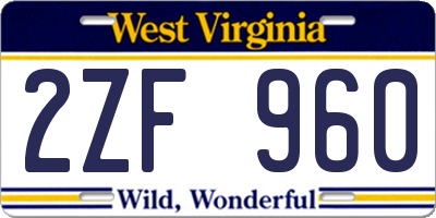 WV license plate 2ZF960