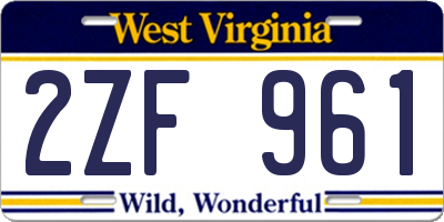WV license plate 2ZF961