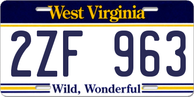 WV license plate 2ZF963