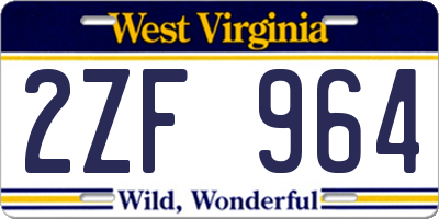 WV license plate 2ZF964