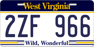 WV license plate 2ZF966
