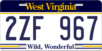 WV license plate 2ZF967