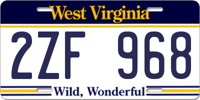WV license plate 2ZF968