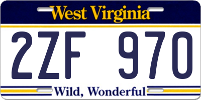WV license plate 2ZF970