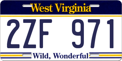 WV license plate 2ZF971