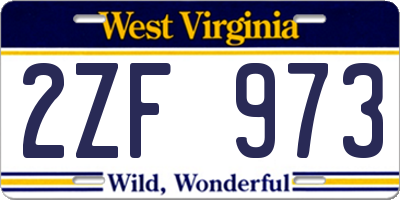WV license plate 2ZF973