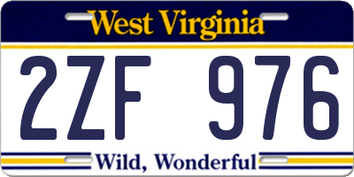 WV license plate 2ZF976