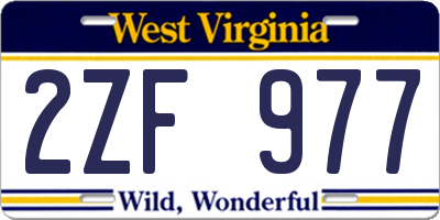 WV license plate 2ZF977