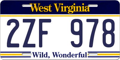 WV license plate 2ZF978