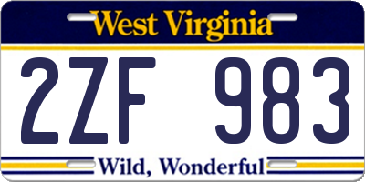 WV license plate 2ZF983