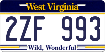 WV license plate 2ZF993