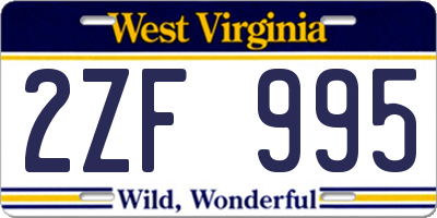 WV license plate 2ZF995