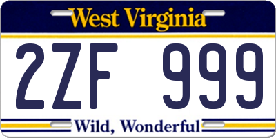 WV license plate 2ZF999