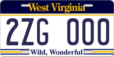 WV license plate 2ZG000
