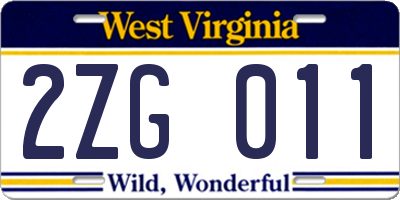 WV license plate 2ZG011