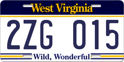 WV license plate 2ZG015