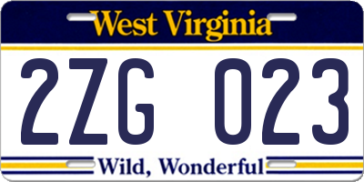 WV license plate 2ZG023