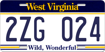 WV license plate 2ZG024